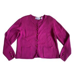 Vintage Gally-Ho Womens 100% Acrylic Cardigan Sweater Size M Pink